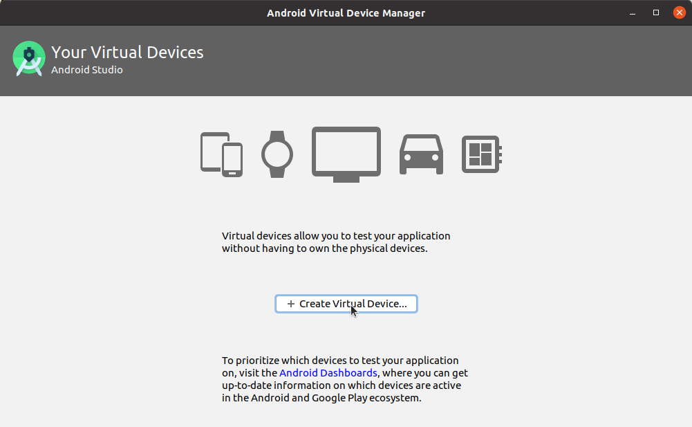 Android Virtual Device manager